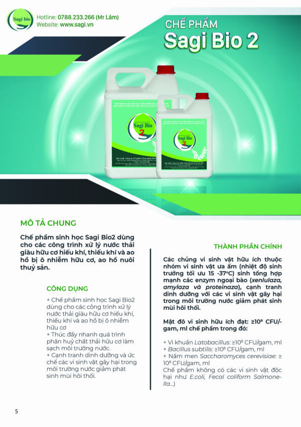 CHẾ PHẨM SINH HỌC XỬ LÝ NƯỚC THẢI SAGI BIO 2 - Hình ảnh 3